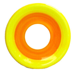 Tre Ci Saucer, Orange and Yellow Circles, made in Italy, Hand Painted